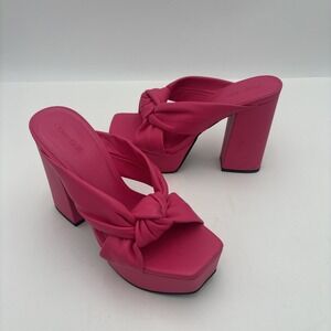 Open Edit Platform Sandals Size 6 Pink Square Open Toe‎ Knotted Heels